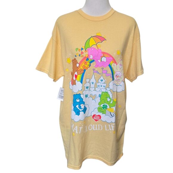 Care Bears "That Cloud Life" Journeys Exclusive Graphic T-Shirt M Yellow/Orange - Picture 1 of 11